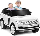 FINOOS Kinder Elektroauto Range-Rover. HSE Allrad Leder Sitz Kinderfahrzeug Kinderauto 4X4, MP4 2 Sitzer (Weiß)