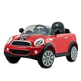 Rollplay Elektroauto Mini Cooper S 6V mit Fernbedienung – Lizensiert – Softstart 4 km/h Elektrofahrzeug für Kinder ab 3 Jahren, Hupe, Sicherheitsgurt, öffnende Tür, Lichter vorne, Bis max. 35 kg, rot