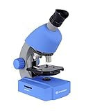Bresser Junior Einsteiger Mikroskop 40-640x mit Durchlicht LED-Beleuchtung und mit 3 Objektiven, inklusive umfangreichem Zubehör wie Dauerpräparaten, Objektträgern und Mikroskopierbesteck, blau