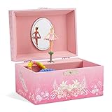 Jewelkeeper - Spieluhr Schmuckkästchen für Mädchen mit drehender Ballerina, Rosa Design - Schwanensee Melodie