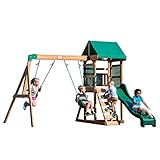 Backyard Discovery Spielturm Buckley Hill aus Holz | XXL Spielhaus für Kinder mit Rutsche, Schaukel und Kletterleiter | Stelzenhaus für den Garten