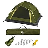 Lumaland Camping Zelt | Leichtes Pop Up Wurfzelt | 2-3 Personen Kuppelzelt | Trekking & Festival Igluzelt | Sekundenzelt Wasserdicht 210x190x110cm | Ideal auch als Strand Wind- & Sonnenschutz [Grün]