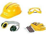 Theo Klein 8537 Bosch Zubehör-Set | Hochwertige Arbeitshandschuhe, -brille, Ohrenschützer und Helm | Im Bosch-Design | Spielzeug für Kinder ab 3 Jahren