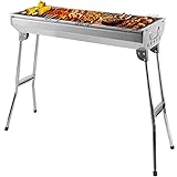 AGM Holzkohlegrill Camping Grill Holzkohle,Klappgrill Tragbarer Grill,Für Camping Garten Picknick Party, 68x 32x 73 cm, für 5-10 Personen
