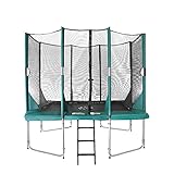 Etan Hi-Flyer Outdoor Trampolin mit starkem Sicherheitsnetz, UV-beständiger Randabdeckung & Leiter, Belastbarkeit 100 kg, 8 gepolsterten Stangen, Gartentrampolin Kinder - Grün - Rechteckig - 310x232 cm