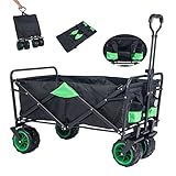 GOJOOASIS Faltbarer Bollerwagen Breite Reifen mit Lager Faltwagen Klappbar Handwagen Outdoor Gartenanhänger Strandwagen für Alle Gelände Geeignet Offroad Transportwagen bis 80KG Tragkraft