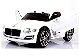 Bentley Continental Cabrio - Elektro Kinderauto Elektroauto Kinderfahrzeug E-Auto - Ledersitz / 2x 390 Motoren / 2x 6V4AH Akku / Fernbedienung / Vollgummi-Reifen / USB / MP3 - Weiß Metallic