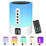 Bluetooth Lautsprecher mit Licht,White Noise Machine, Lichtwecker, Nachttischlampe Touch Dimmbar mit Wecker, 5 in 1 Multifunktional Nachtlicht Dimmbar,Geschenke für Mädchen Kinder Geschenke Teenager