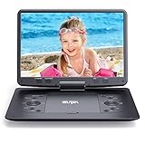 16.9'' Tragbarer DVD Player mit 14.1'' HD Großbildschirm, Kinder DVD Player, Einzigartiges Extra Button Design, Tragbar mit 5 Stunden wiederaufladbarem Akku,Sync TV Video Player Tragbar