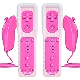 TechKen Controller für Wii mit Motion Plus und Wii Nunchuck Controller Wii Fernbedienung Nunchuk Kontroller Wii Vernbedinung Remote Plus Controller Ersatz für Wii/WiiU Konsole mit Silikonhülle Armband