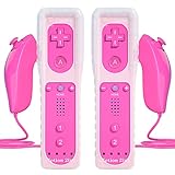 TechKen Controller für Wii mit Motion Plus und Wii Nunchuck Controller Wii Fernbedienung Nunchuk Kontroller Wii Vernbedinung Remote Plus Controller Ersatz für Wii/WiiU Konsole mit Silikonhülle Armband