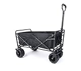 Amazon Brand - Umi Bollerwagen Offroad Transportwagen Handwagen faltbar Gartenwagen die Reifen mit Lager für Alle Gelände Geeignet (Schwarz)