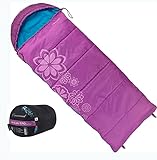 Crossroad Flowers Kinder Schlafsack 170cm - Deckenschlafsack Junior - wasserabweisend - rosa - Mädchenschlafsack für Camping - Sommerschlafsack