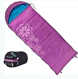 Crossroad Flowers Kinder Schlafsack 170cm - Deckenschlafsack Junior - wasserabweisend - rosa - Mädchenschlafsack für Camping - Sommerschlafsack