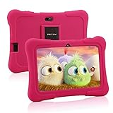 Pritom Kinder Tablet 7 Zoll Android 10, Tablet für Kinder, 16 GB ROM, WLAN, Elternkontrolle, Spiele, Quad Core, Kindersoftware vorinstalliert mit Tablethülle für Kinder (Rosa)