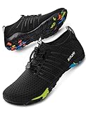 SIMARI Schnelltrocknende Wasserschuhe für Damen und Herren Sport Barfuß Tauchen Schwimmen Wellenreiten Wasser Gehen Sandstrand Yoga WP001,208 Deep Black Stripe,41 EU