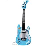 Gitarre Kinder mit Sound, Kinder Bass Gitarre Geschenk E-Gitarre Spielzeug mit Sound und Lichter Kindergitarre Rockgitarre Musikinstrument Saiteninstrumente Pädagogisches Spielzeug Gitarre(Blau)