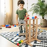 Infantastic® Kugelbahn aus Holz - Buchenholz, inkl. 6 Rollelementen aus Teakholz, bunt - Murmelbahn, Rollbahn, Holzkugelbahn, Motorikspielzeug für Kind und Baby ab 1 Jahr