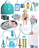 Lehoo Castle Arztkoffer Kinder Holz, Doktorkoffer Spielzeug, Medizinische Kit, Doktor Spielset Rollenspiel Kit, Geschenke für Kinder Mädchen, Jungen ab 3 Jahren