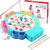 Rawink Angelspiel mit Musik Angeln Brettspiel Game Set Pädagogisches Spielzeug 21 Fisch für Kinder von 3–5 Jahren