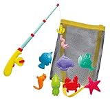 Simba 107796069 - Großes Magnet Angelspiel, aufziehbare Angelrute mit Automatikfunktion, 39cm, 7 Meerestiere und 1 Köder, in Netztasche, Angeln, Kleinkindspielzeug, Badespielzeug