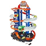 Hot Wheels GJL14 - City Robo-T-Rex, MEGAcity Parkgarage mit T-Rex Angriff, mehrstöckig, Mehrspieler-Modus, Platz für +100 Fahrzeuge im Maßstab 1:64, Spielzeug Geschenkidee für Kinder ab 3 Jahren