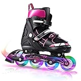 WeSkate Inline Skates für Kinder, Verstellbare Rollschuhe mit Leuchträdern für Mädchen Frauen Männer Jungen Jungen Kleinkinder