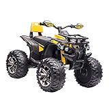 HOMCOM Elektro-Quad Kinder Elektro ATV Kinderwagen LED Frontlicht mit MP3 USB 2 x 550 Motoren Kinderfahrzeug Kindermotorrad Elektro-Quad für 37-60 Monate alt Kinder Metall Gelb 100 x 65 x 73 cm