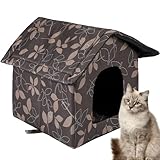 Toploar Katzenhaus Für Draußen Winterfest, Wasserdichtes Outdoor Katzenhöhle Für Katzen mit Abnehmbarem Matte, Faltbares Pet Outdoor House Tierheim Für Kleine Katzen (M)
