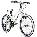 Bergsteiger Kansas 20, 24 Zoll Kinderfahrrad, geeignet für 6, 7, 8, 9, 10, 11 Jahre, Shimano 6 Gang-Schaltung, Mountainbike mit Weißwandbereifung, Jungen-Fahrrad, Mädchen-Fahrrad