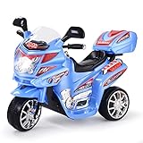 DREAMADE 6V Elektro Kindermotorrad, Kinder Motorrad, Kinderfahrzeug mit Musik & Hupe & Scheinwerfer, Elektromotorrad für Kinder von 3-7 Jahre (Blau)