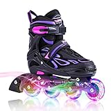 2PM SPORTS Verstellbar Inliner für Kinder, Leucht Inline Skates Rollschuhe für Damen/Herren