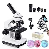BEBANG Mikroskop 100X-2000X für Kinder Studenten Erwachsene, mit Objektträger Set, Professionelle Mikroskope für Schullabor Zuhause Biologische Bildung