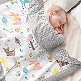 Babydecke Bio Baumwolle, Kinder Kuscheldecke Polar Fleece Baby Komfort Decke 75x100cm, Grau Doppelseitige Blanket für Mädchen und Junge