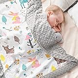 Babydecke Bio Baumwolle, Kinder Kuscheldecke Polar Fleece Baby Komfort Decke 75x100cm, Grau Doppelseitige Blanket für Mädchen und Junge