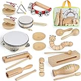 AILUKI 21 Stück Musikinstrumente Musical Instruments Set, Holz Percussion Set Schlagzeug Schlagwerk Rhythm Toys Musik Kinderspielzeug für Kleinkinder