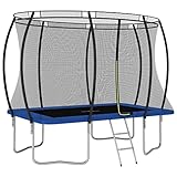 vidaXL Trampolin Set mit 2-Stufen-Leiter Regenschutz Gartentrampolin Kindertrampolin Komplettset Outdoor Rechteckig 274x183x76cm 150kg