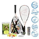 Speedminton Unisex-Erwachsene S900 Original Badminton/Crossminton Profi Set mit 2 Carbon Schlägern inkl. 5 Speeder Spielfeld, Tasche