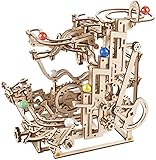 UGEARS DIY-Mechanische Holzkugelbahn - Marble Run 3D Holzpuzzle für Erwachsene - Holzmurmelbahn mit Etagenaufzug - Holzkugelbahn - Modellbausatz mit 10 bunten Murmeln - Modellbau Holz 3D Puzzle