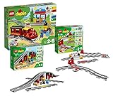 LEGO Duplo Dampfeisenbahn Set: 10874 Dampfeisenbahn + 10872 Eisenbahnbrücke mit Schienen + 10882 Schienenset