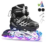 Lixada Inliner Skates für Kinder/Jungen/Mädchen, Einstellbare beleuchtende Bequeme Inline-Skates mit leuchtenden Rädern für Kinder und Jugendliche Inline-Skates, Größe 27-32/33-37/38-41