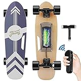 Caroma Longboard Elektro Skateboard, Elektrisch Longboard mit Kabelloser Fernbedienung, 6-12km Reichweite, 20km/h Speed, 350W Motor Roller, Electric Skateboard für Jugendliche Erwachsene