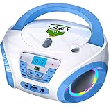 TinyGeeks Tunes Kids Boombox CD-Player für Kinder NEU 2022 + UKW-Radio + Inklusive Batterien + Blaues Radio - CD Player Kinder mit Lautsprechern Kinder und Kleinkinder