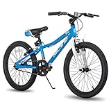 Hiland Climber 20 Zoll Kinderfahrrad Jungen Mädchen Kinderfahrrad für 7 8 9 10 11 12 Jahre Kinder Jungs mit Federgabel,V-Bremse Single Speed blau