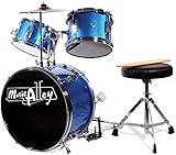 Music Alley Junior Drum Kit für Kinder mit Kick Drum Pedal, Drum Hocker & Drum Sticks - Blau