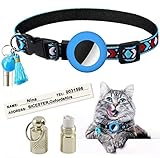 Katzenhalsband,Halsband Katze,Air Tag GPSHalsband Katze Kitten Kompatibel für Apple Airtag,Katzenhalsband mit Glocke und Besticktem,Halsband für Katzen und Kleine Hunde Kompatibel für GPS Tracker