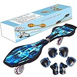 EiDevo Waveboard, Double Wheel Scooter Caster Board mit LED-Blitzrad Wave Board Geburtstagsgeschenk Anti-Rutsch-Schlangenbrett Geeignet für Kinder und Jugendliche Anfänger Skateboard (Schädel)