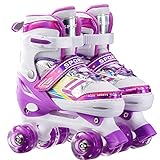 Sumeber Inline Skate für Kinder Einstellbare Größe mit Beleuchtung bis Räder Rosa Skate Schuhe für Mädchen Kleinkinder Geburtstag Weihnachten Geschenke(Purple, S(EU 28/29/30/31))