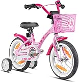 Prometheus Mädchenfahrrad 14 Zoll mit Stützräder Kinderfahrrad ab 3-4 Jahre Mädchen Rücktritt 14zoll Modell 2022 in Pink Rosa