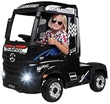 Actionbikes Motors Kinder Elektroauto Mercedes Benz Actros Truck LKW - Lizenziert - 4 x 45 Watt Motor - Allrad - Kinderauto (Schwarz)